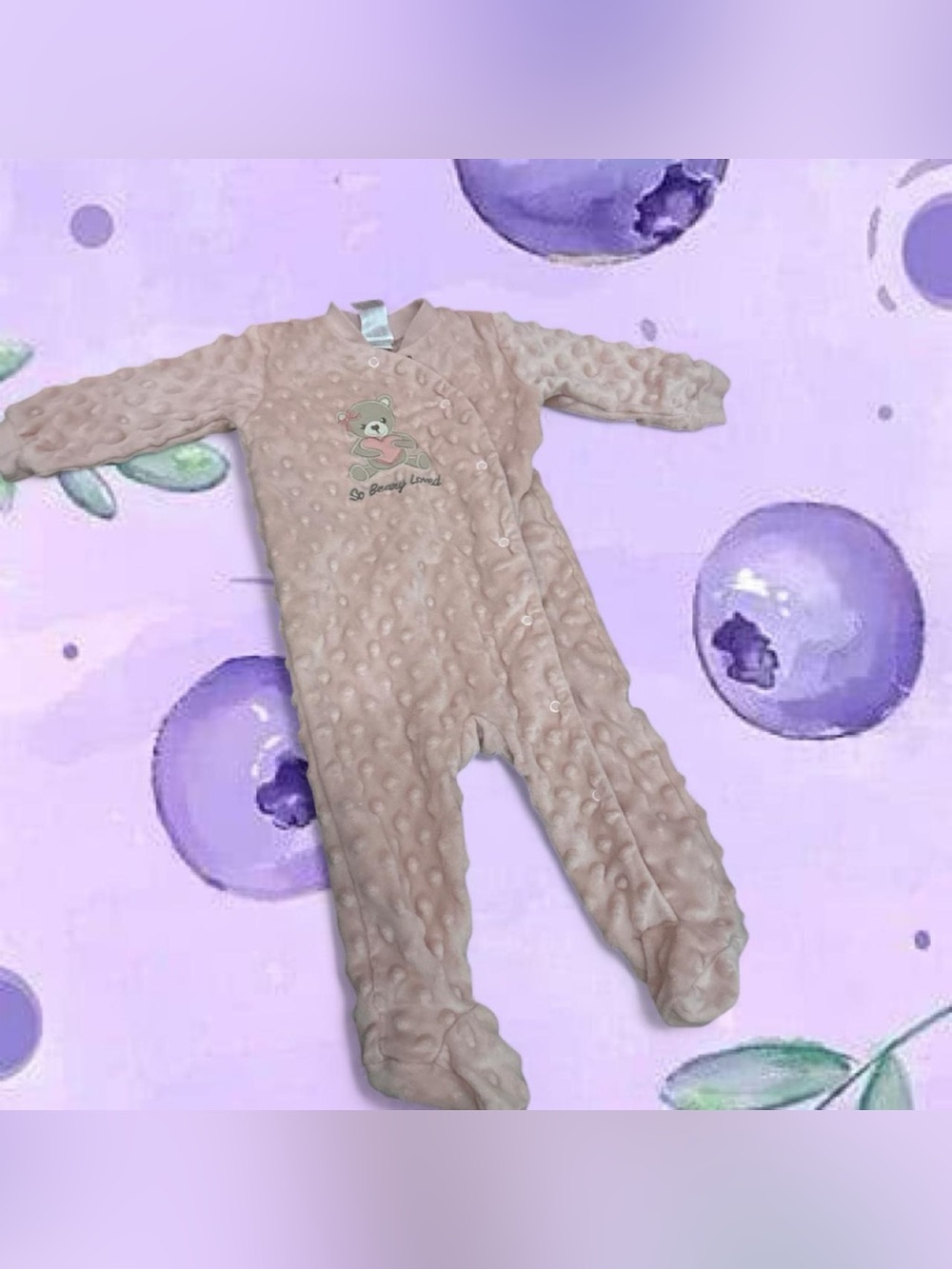 chick pea Pink Plush Teddy Footed One-Piece